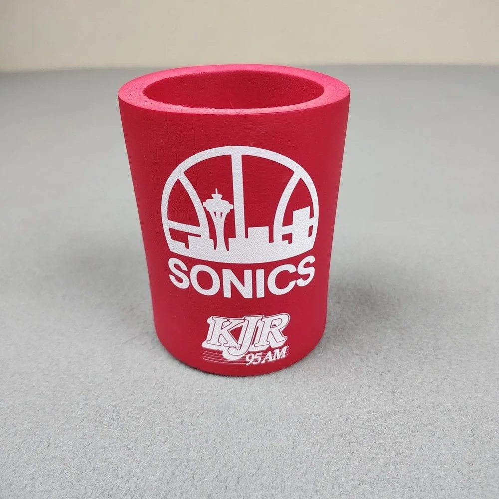Vintage Seattle Sonics Beer Coozie Koozie KJR 950AM Budweiser Mint Can Holder EC